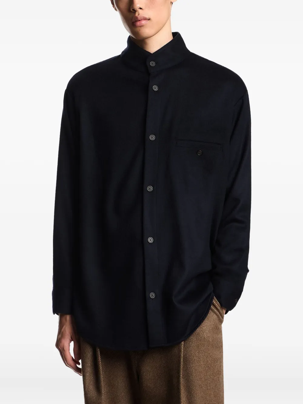 Emporio Armani グルカラー シャツ | ブルー | FARFETCH JP