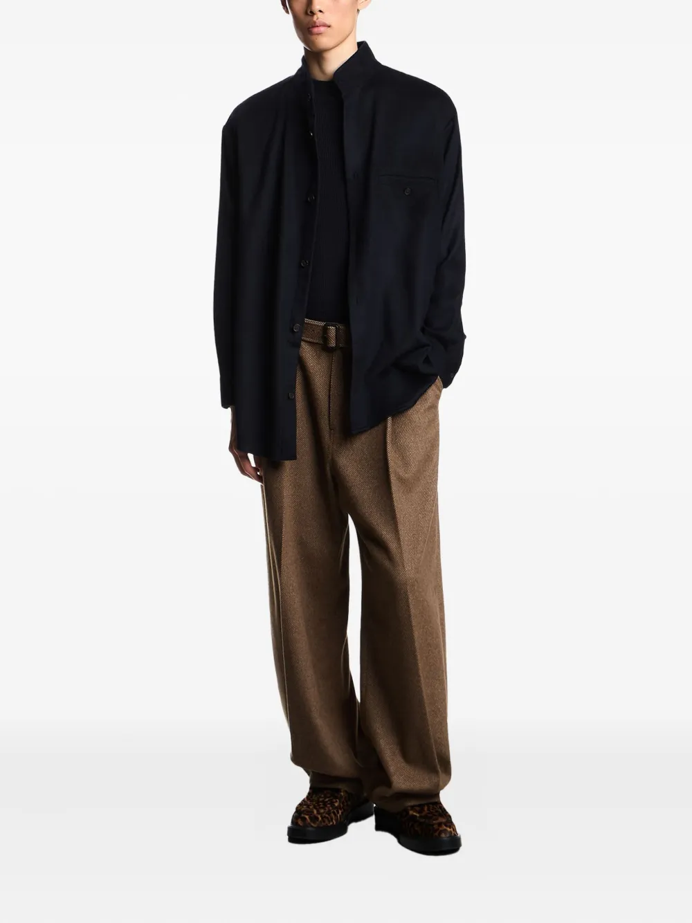 Emporio Armani guru-collar buttoned shirt - Blauw