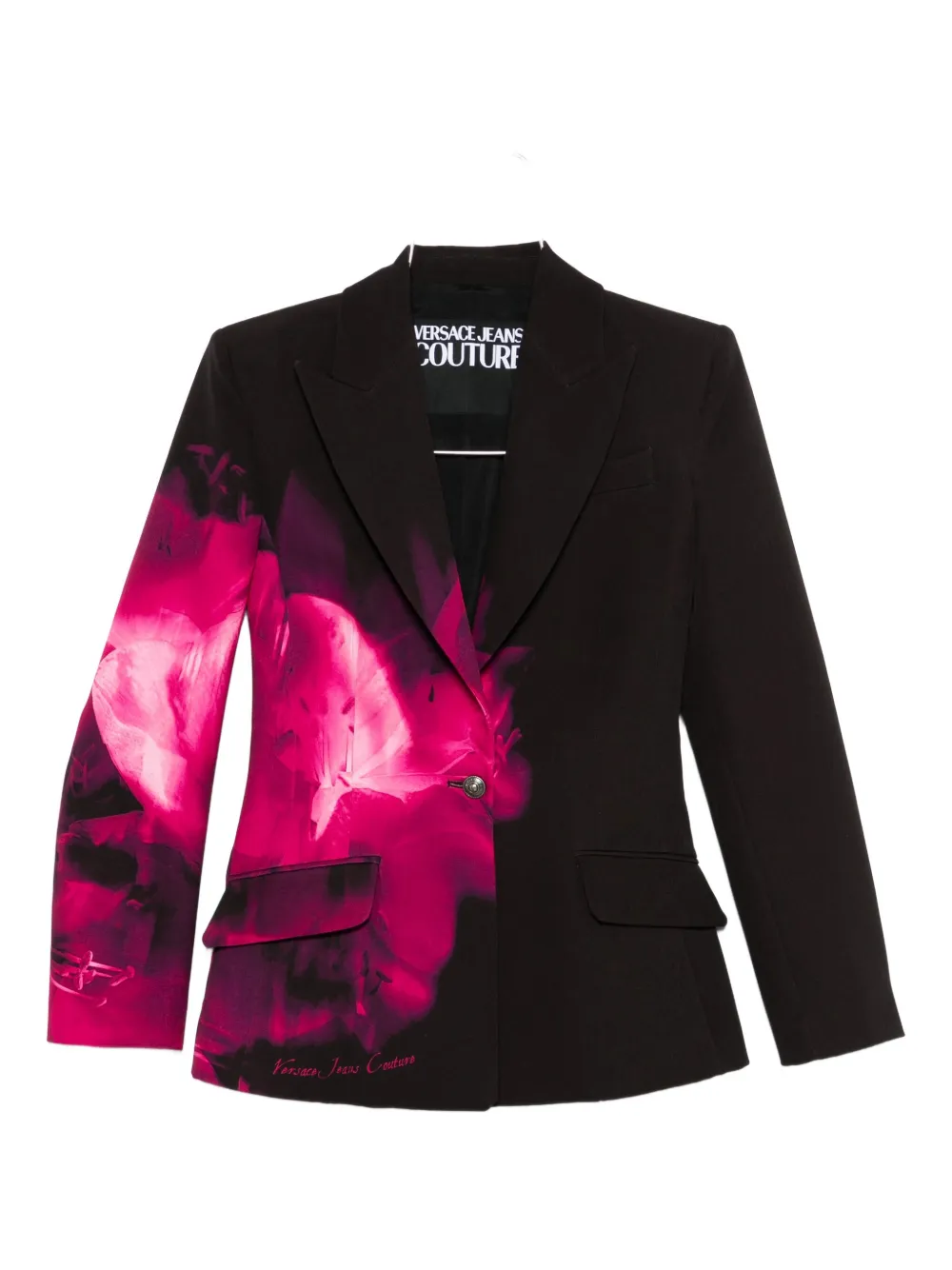 Versace Jeans Couture Floral-print Blazer In Black