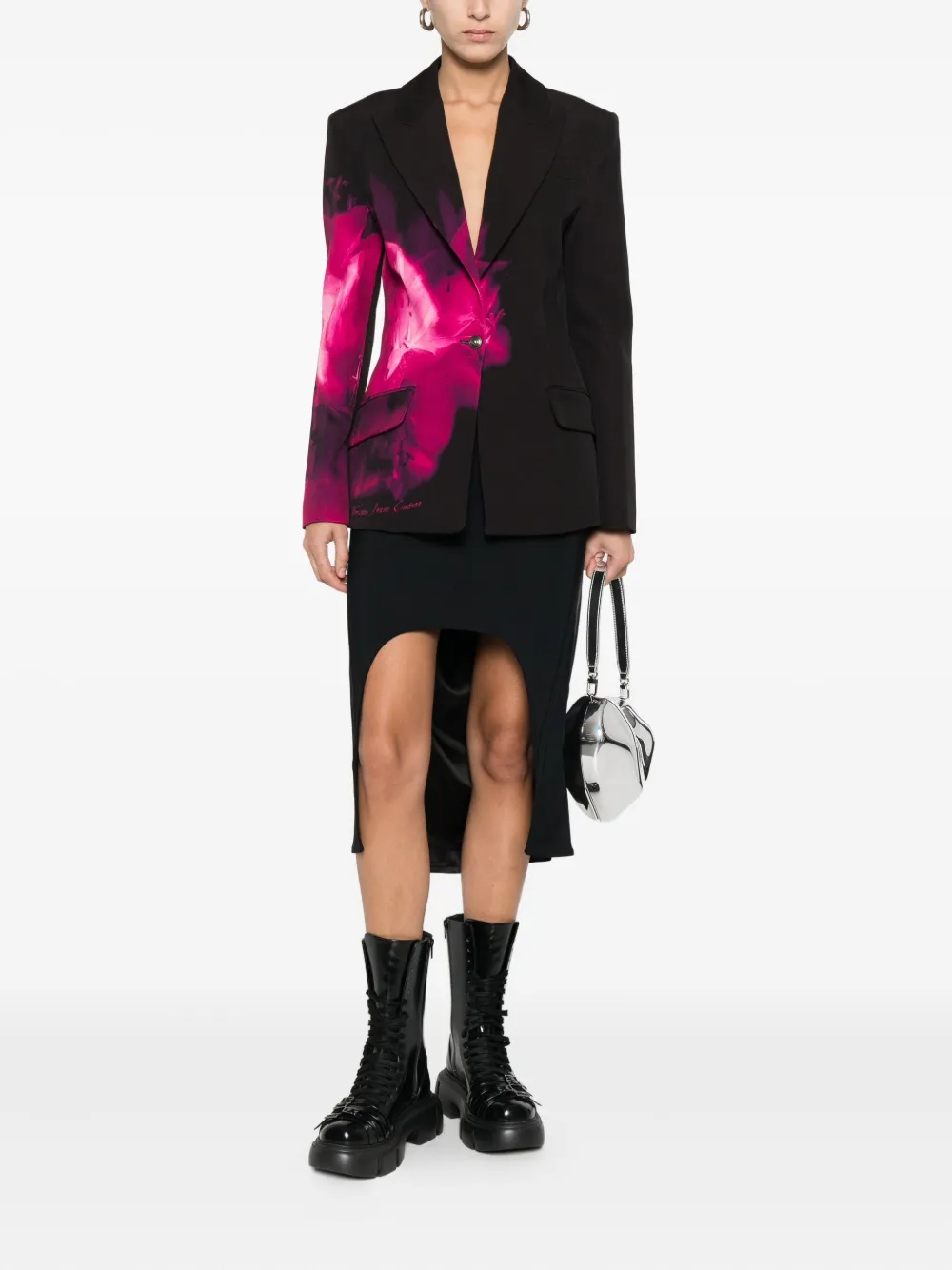 Versace Jeans Couture Floral-print Blazer In Black