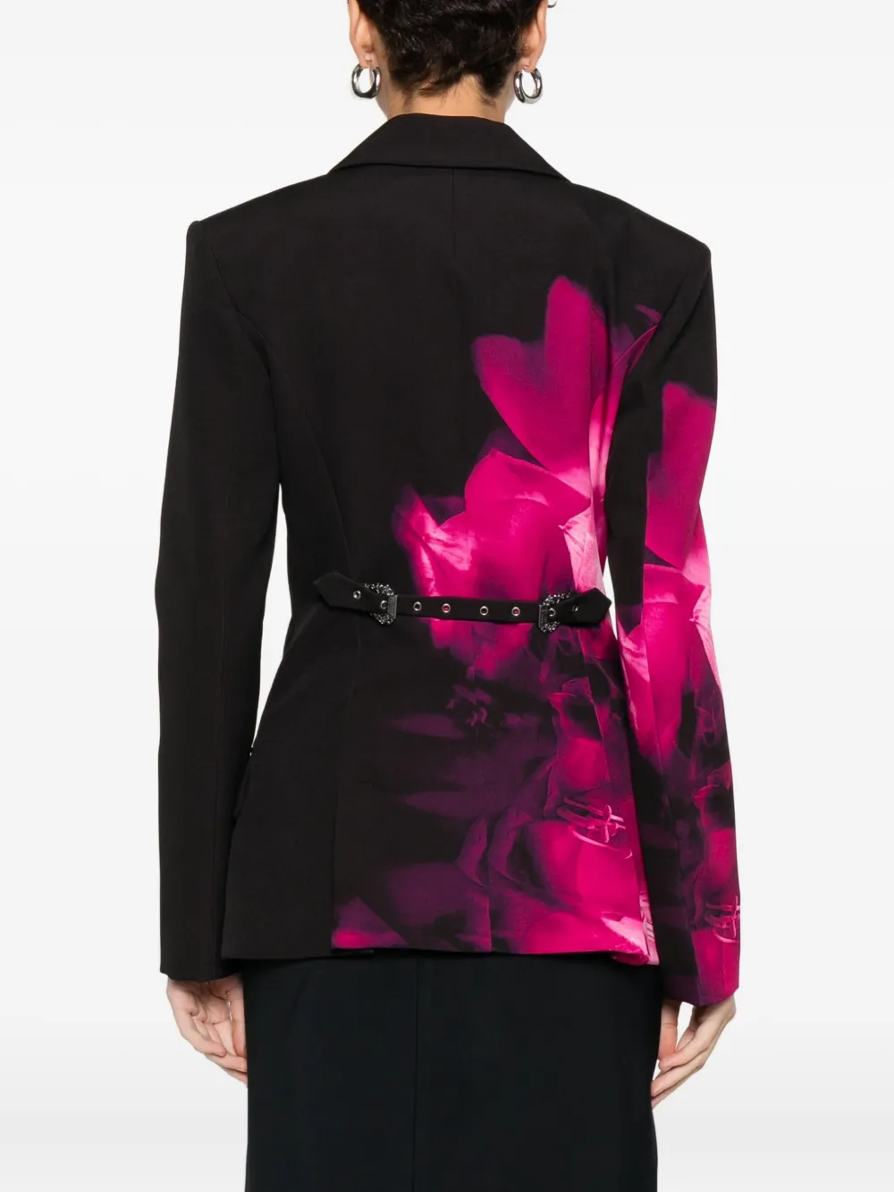 Versace Jeans Couture Floral-print Blazer In Black