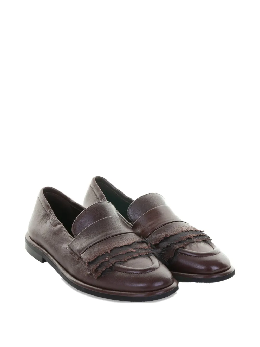 Lorena Paggi Fringed-detail Loafers In Brown