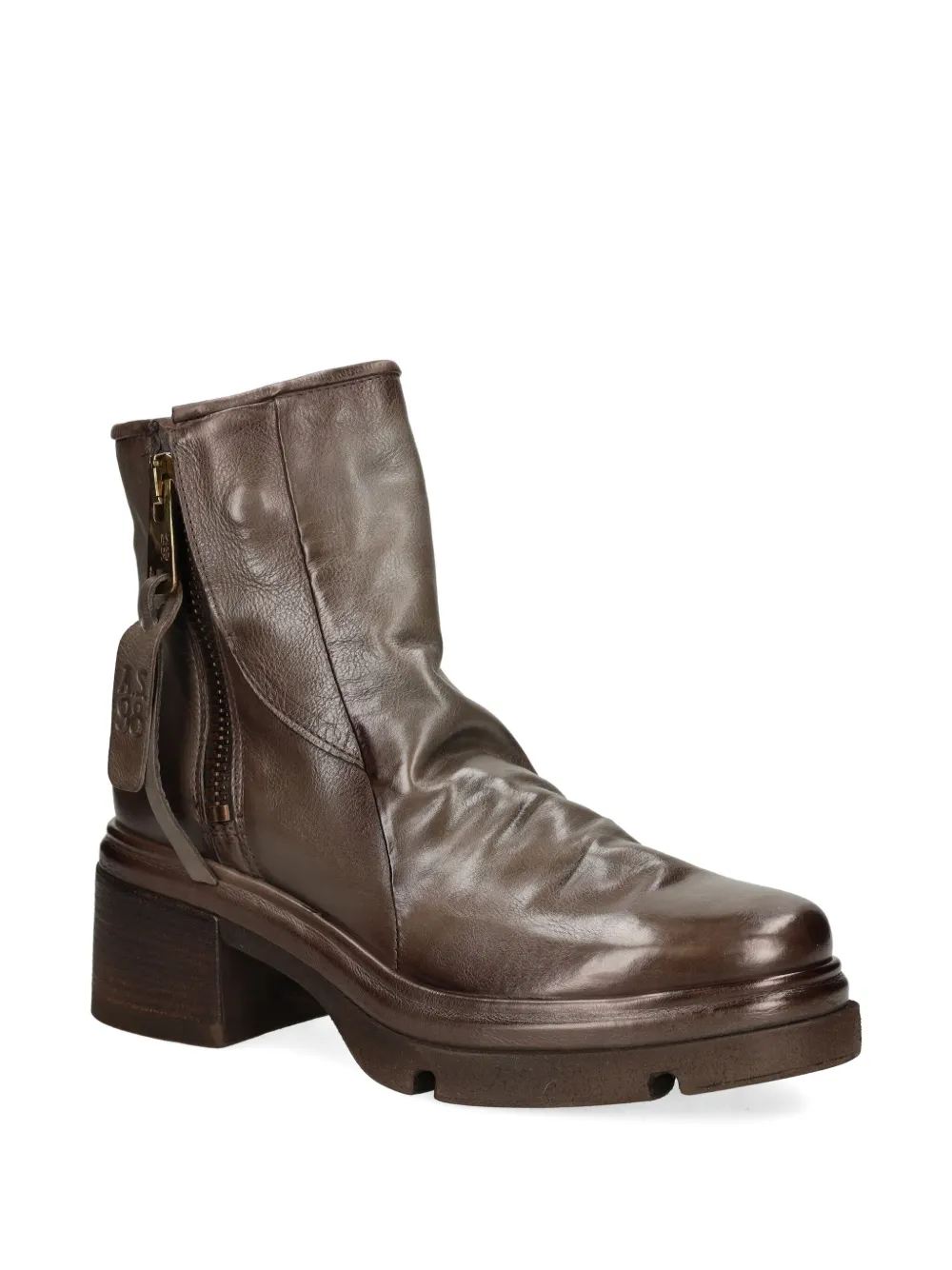 As98 Zip Leather Boot In Brown