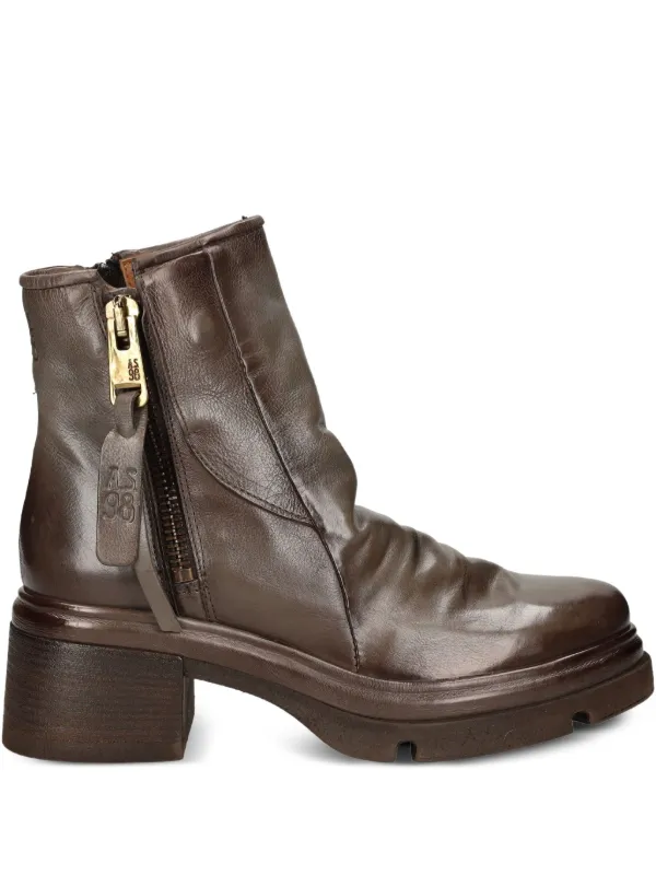 zip leather boots 37