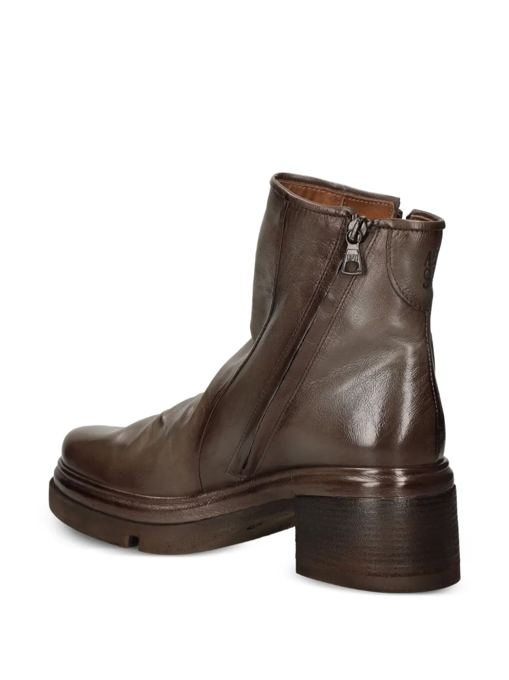 A.S.98 Leren laarzen met rits Bruin
