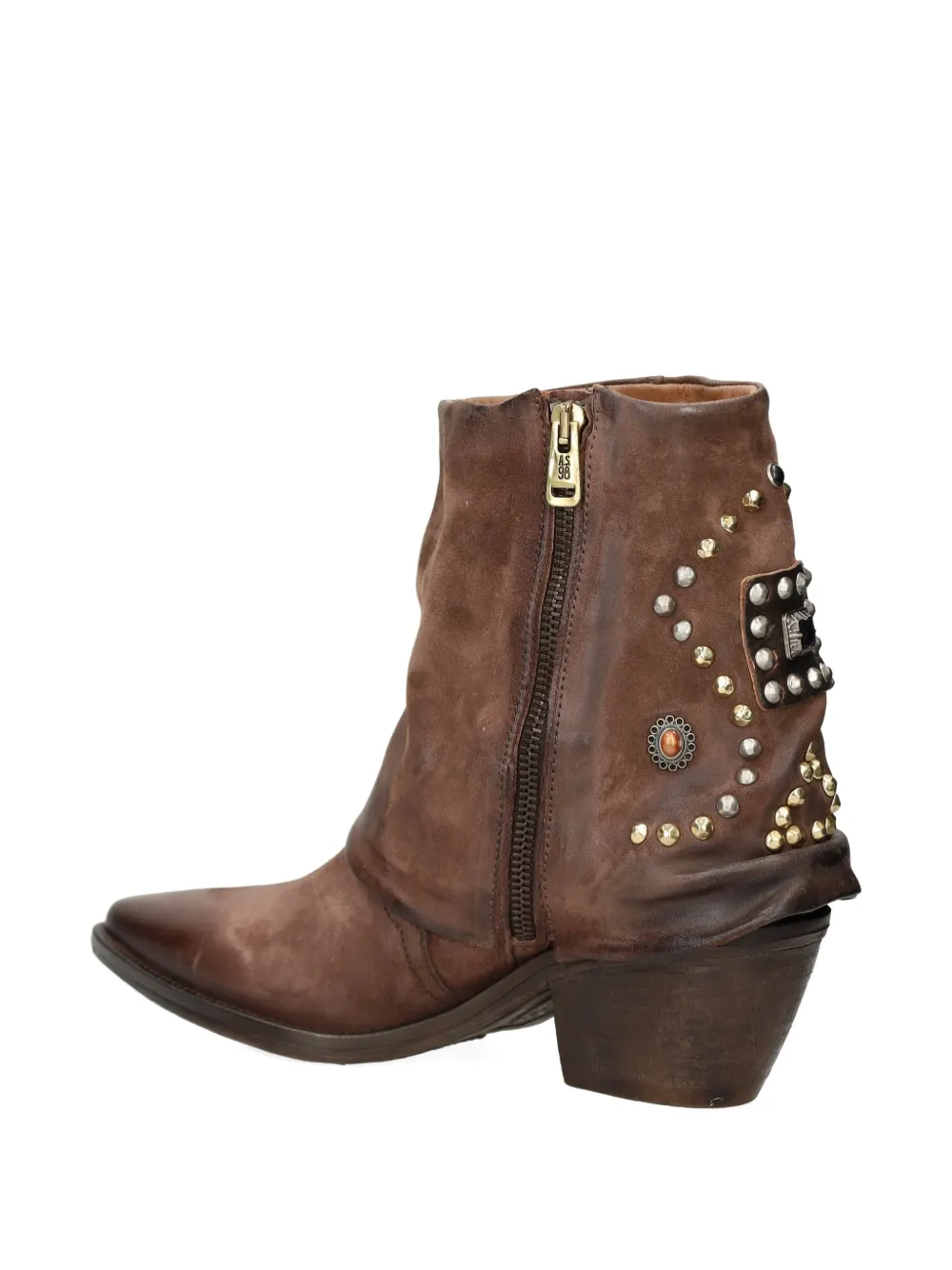 As98 Studded Leather Boot In Brown