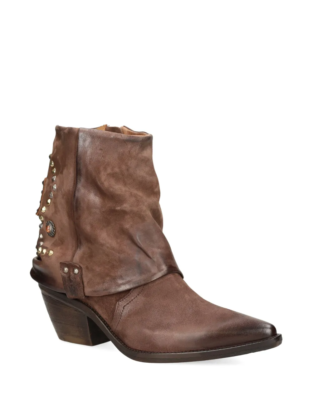 As98 Studded Leather Boot In Brown