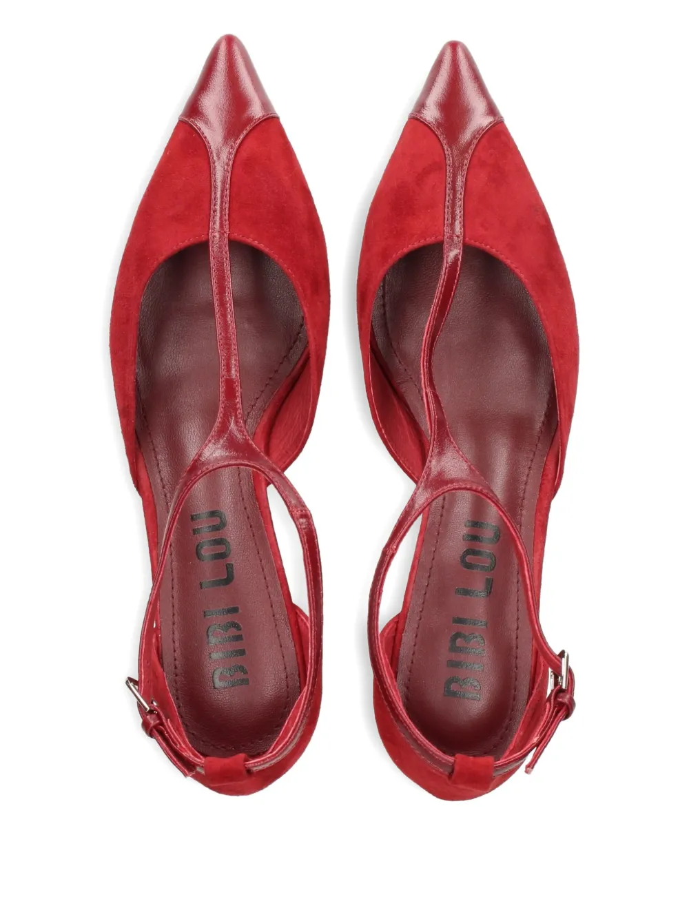 Bibi Lou 40mm Canna T-strap pointed pumps Rood