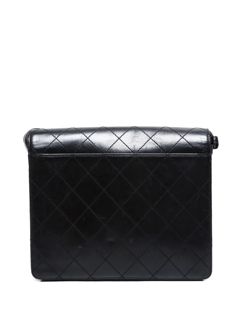 Pre-owned Chanel 1997-1999 Wilde Stitch Square Shoulder Bag In Black