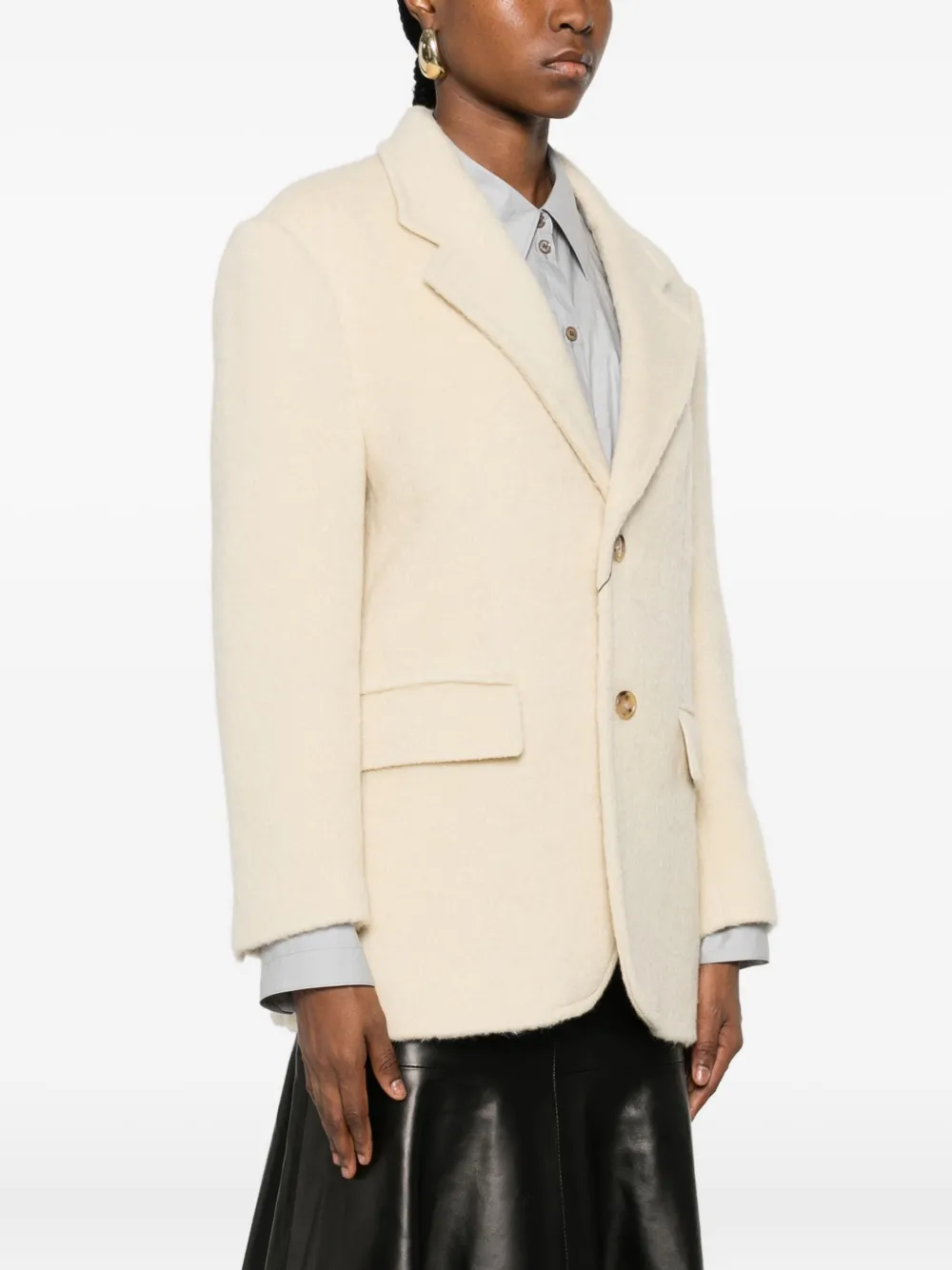 Dunst Pocketed Buttoned Blazer In Neutral