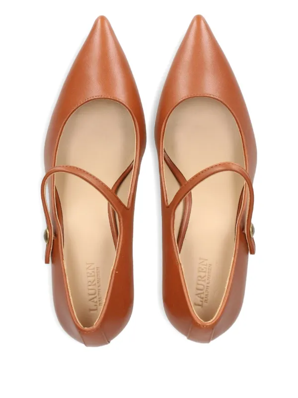 Lauren Ralph Lauren 70mm Lanette Mary-Jane Pointed Pumps | Brown