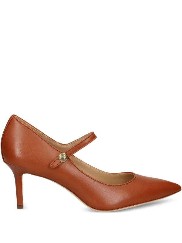 Lauren Ralph Lauren 70mm Lanette Mary-Jane Pointed Pumps | Brown