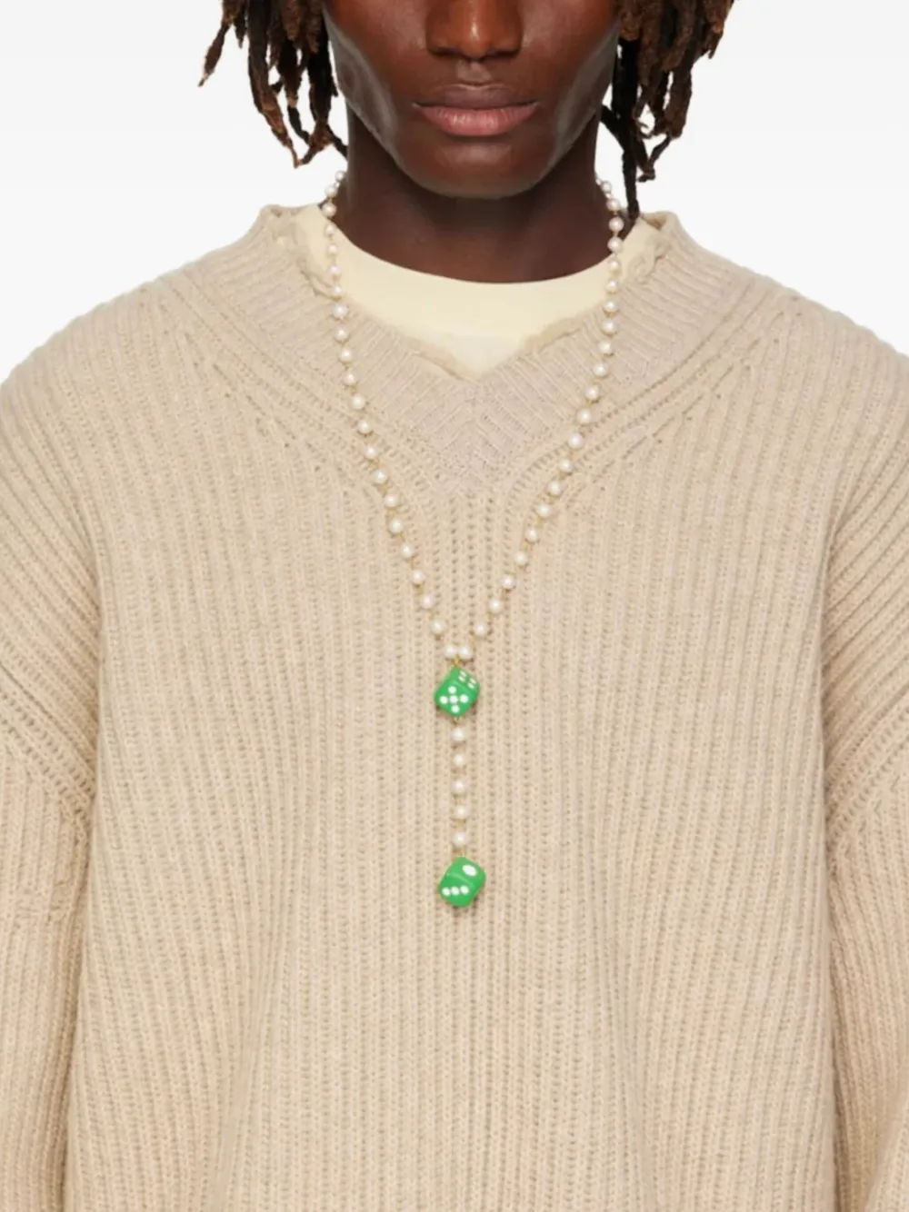 VEERT dice necklace - Beige
