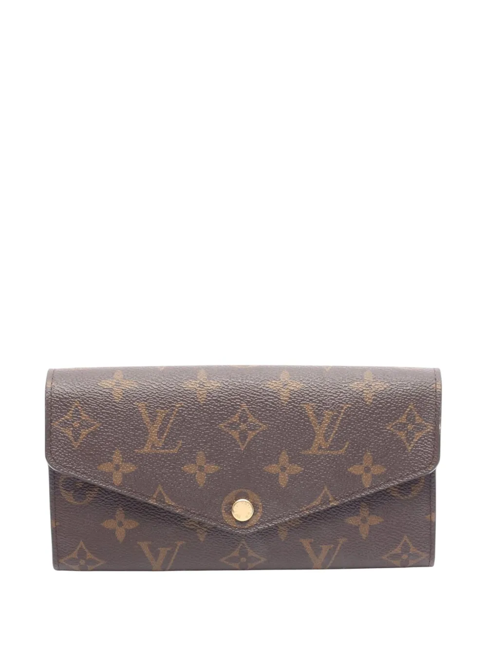 Pre-owned Louis Vuitton 2021-2025 Monogram Portefeuille Sarah Wallet Long Wallets In Brown