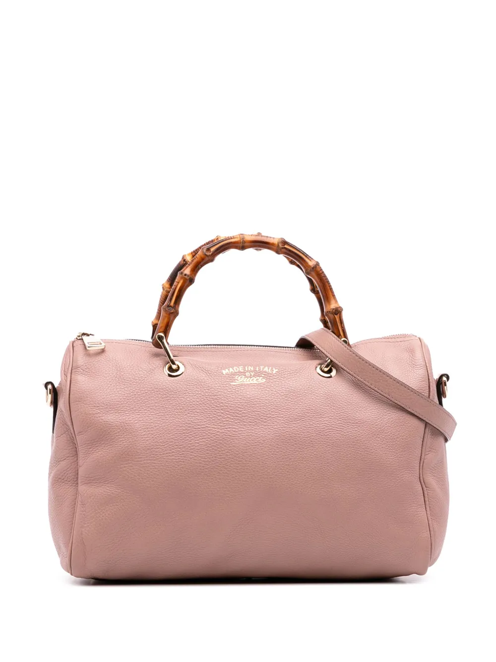 Pre-owned Gucci 2016-2025 Medium Calfskin Bamboo Shopper Boston Bag Satchel In Pink
