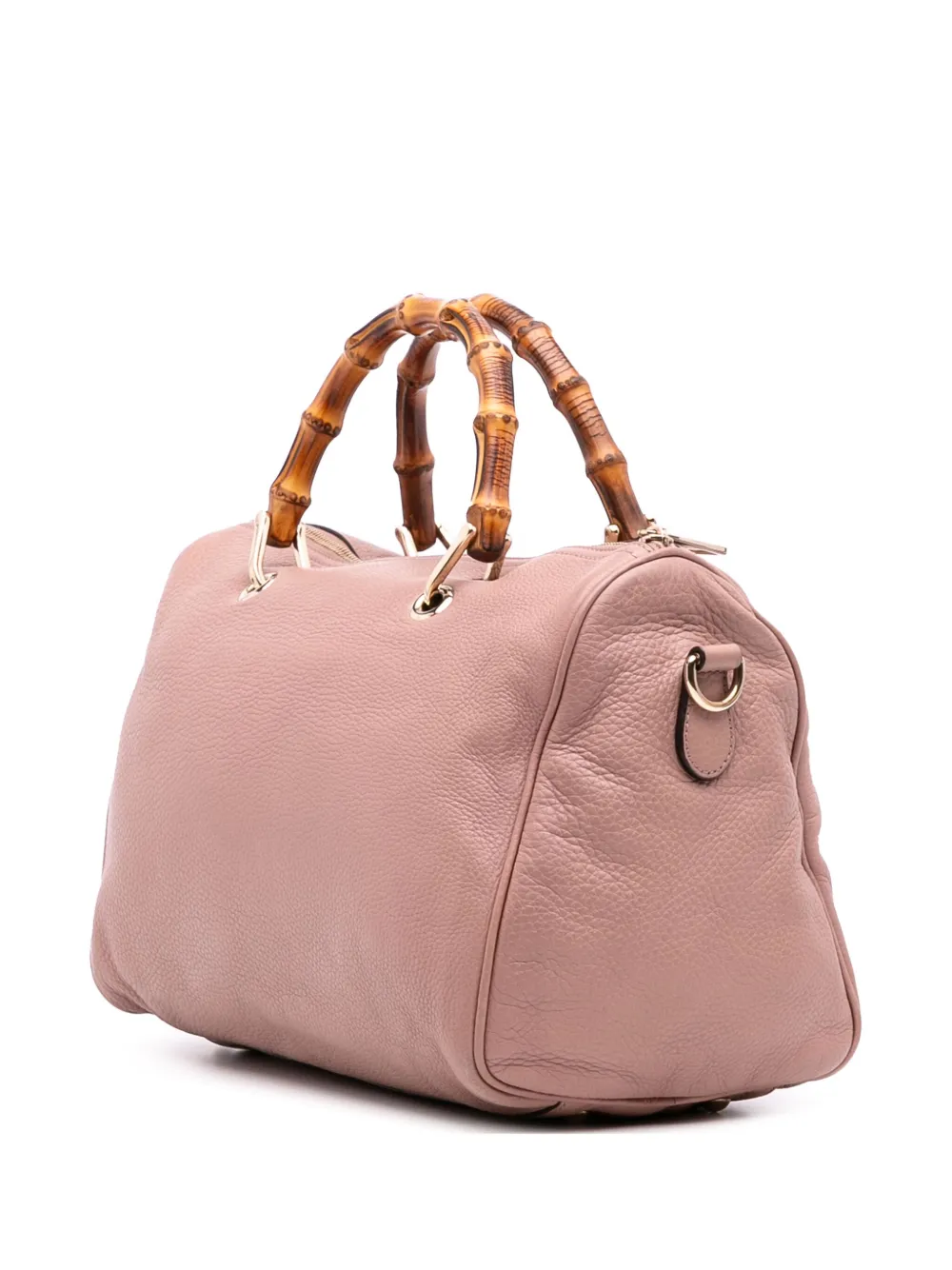 Pre-owned Gucci 2016-2025 Medium Calfskin Bamboo Shopper Boston Bag Satchel In Pink