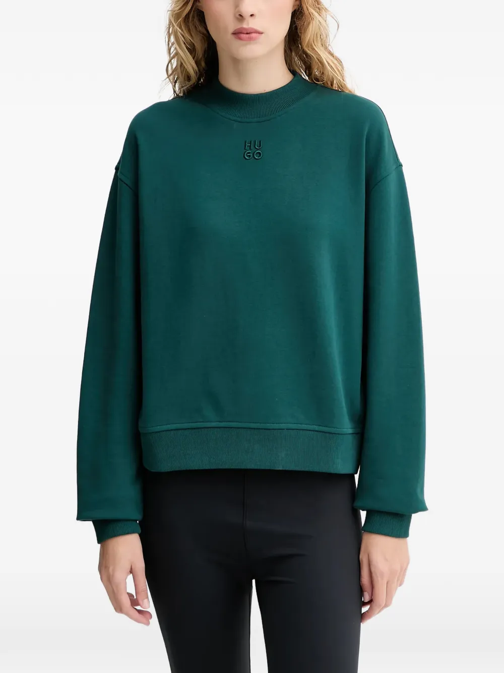 Hugo Boss Logo-sleeve Logo-detail Sweater In Green