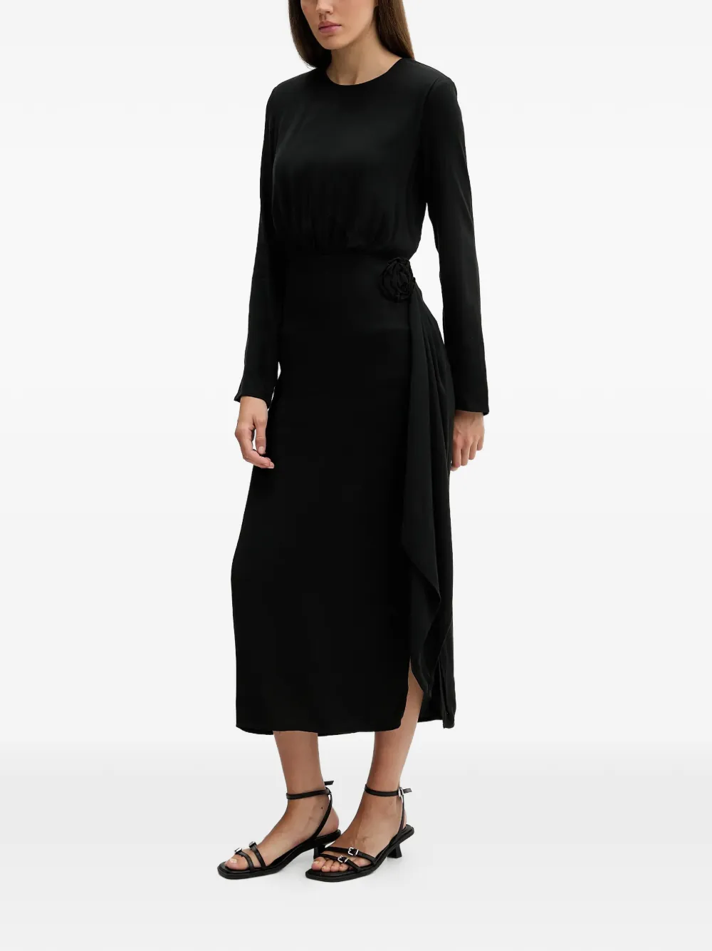 HUGO floral-detail midi dress - Zwart