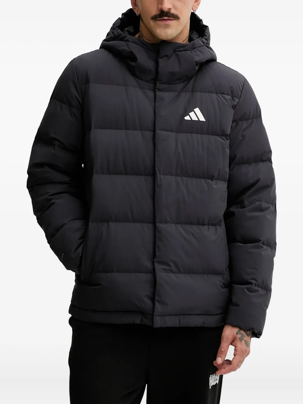 adidas hooded logo-detail jacket | Black | Image 1