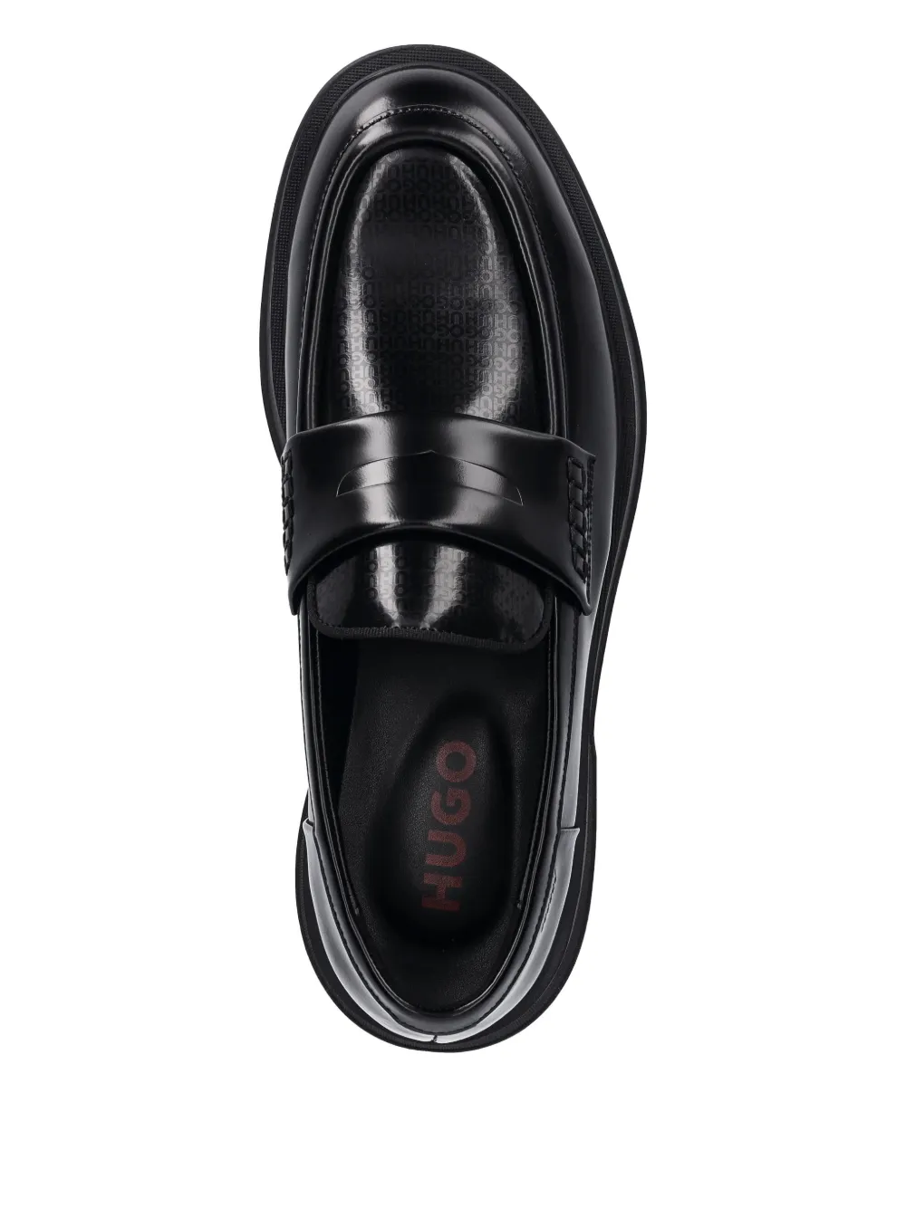 HUGO Leren penny loafers Zwart