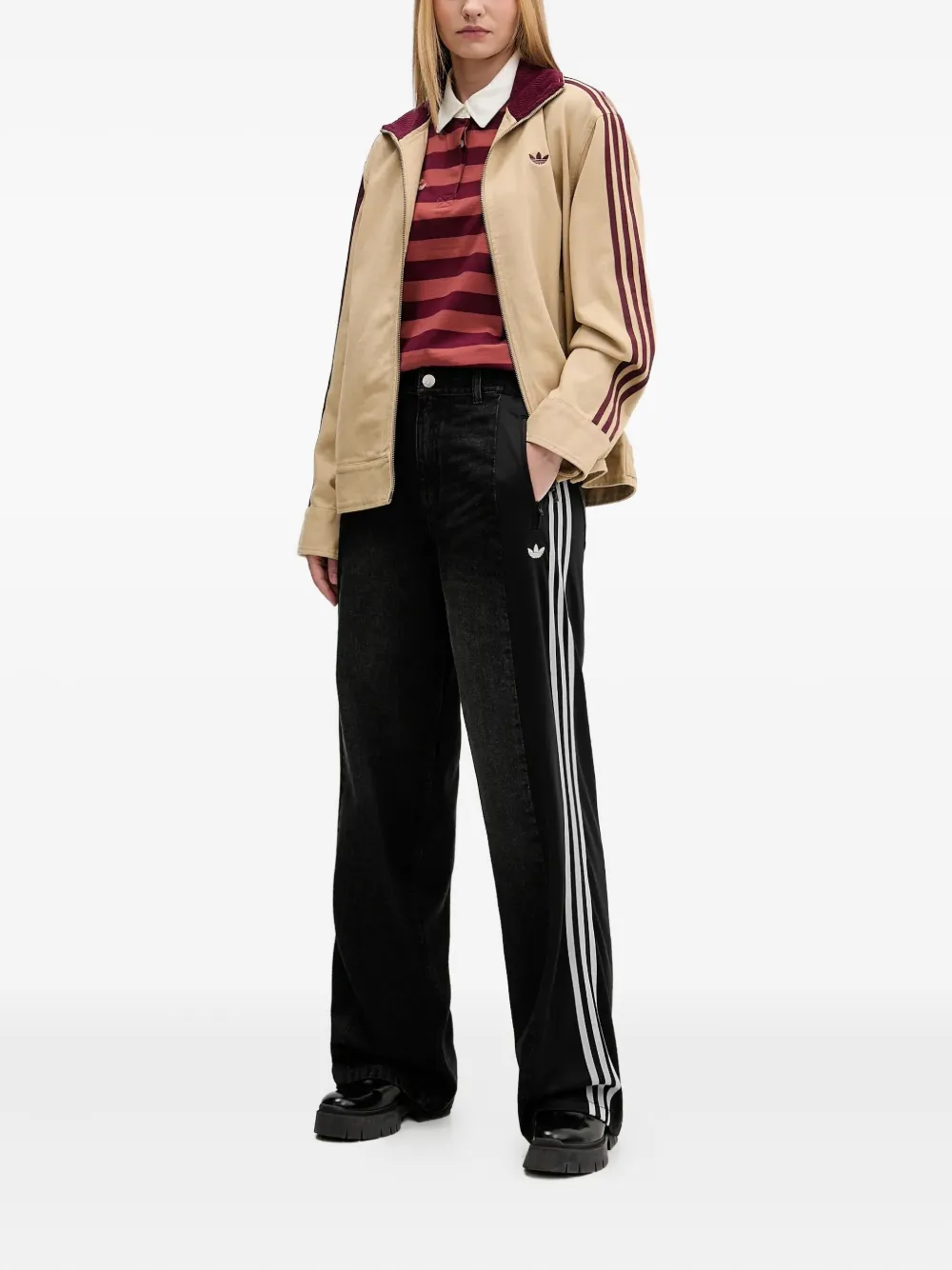 adidas Jack met ritssluiting en geborduurd logo Beige