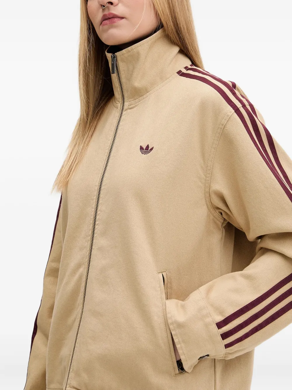 adidas Jack met ritssluiting en geborduurd logo Beige