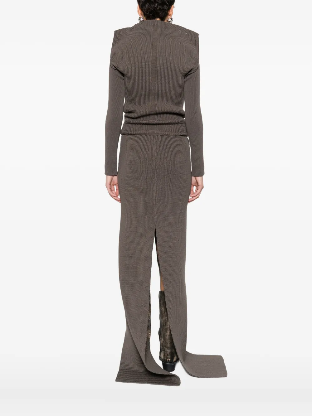 Rick Owens Off-the-shoulder Knitwear Front Slit In Gray