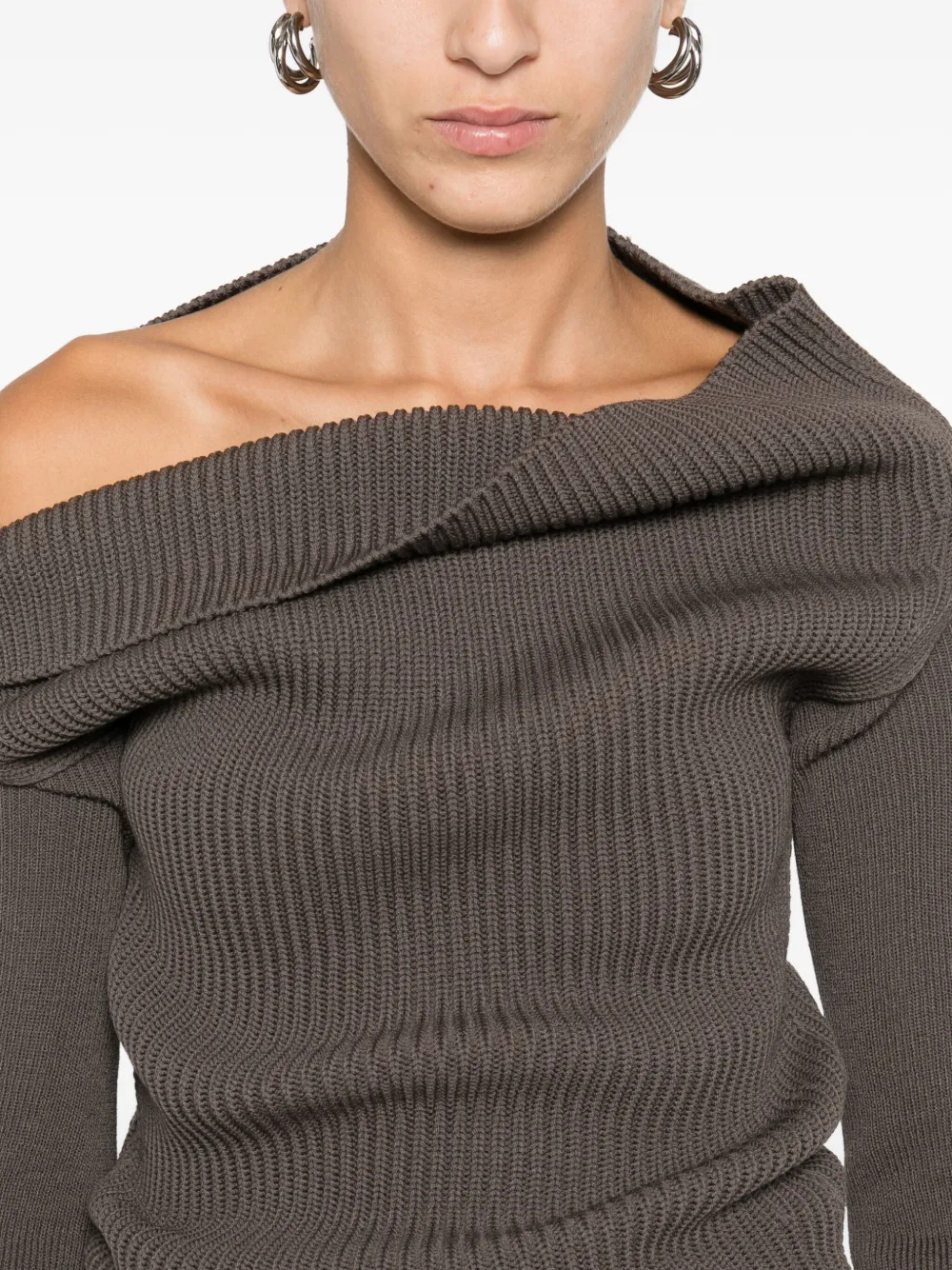 Rick Owens Off-the-shoulder Knitwear Front Slit In Gray