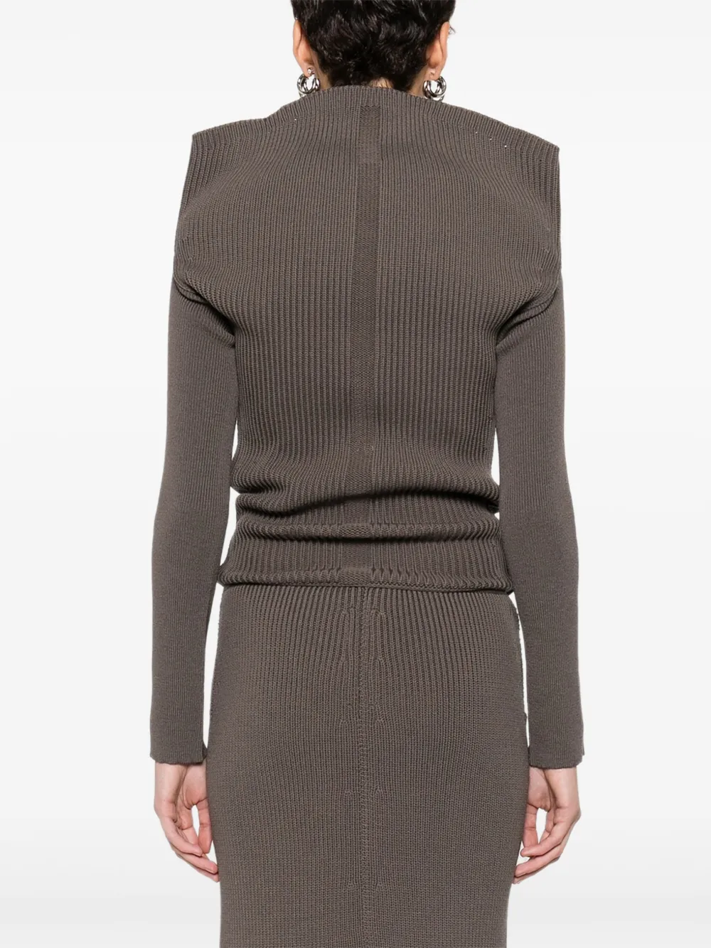 Rick Owens Geribbelde off-shoulder trui Bruin