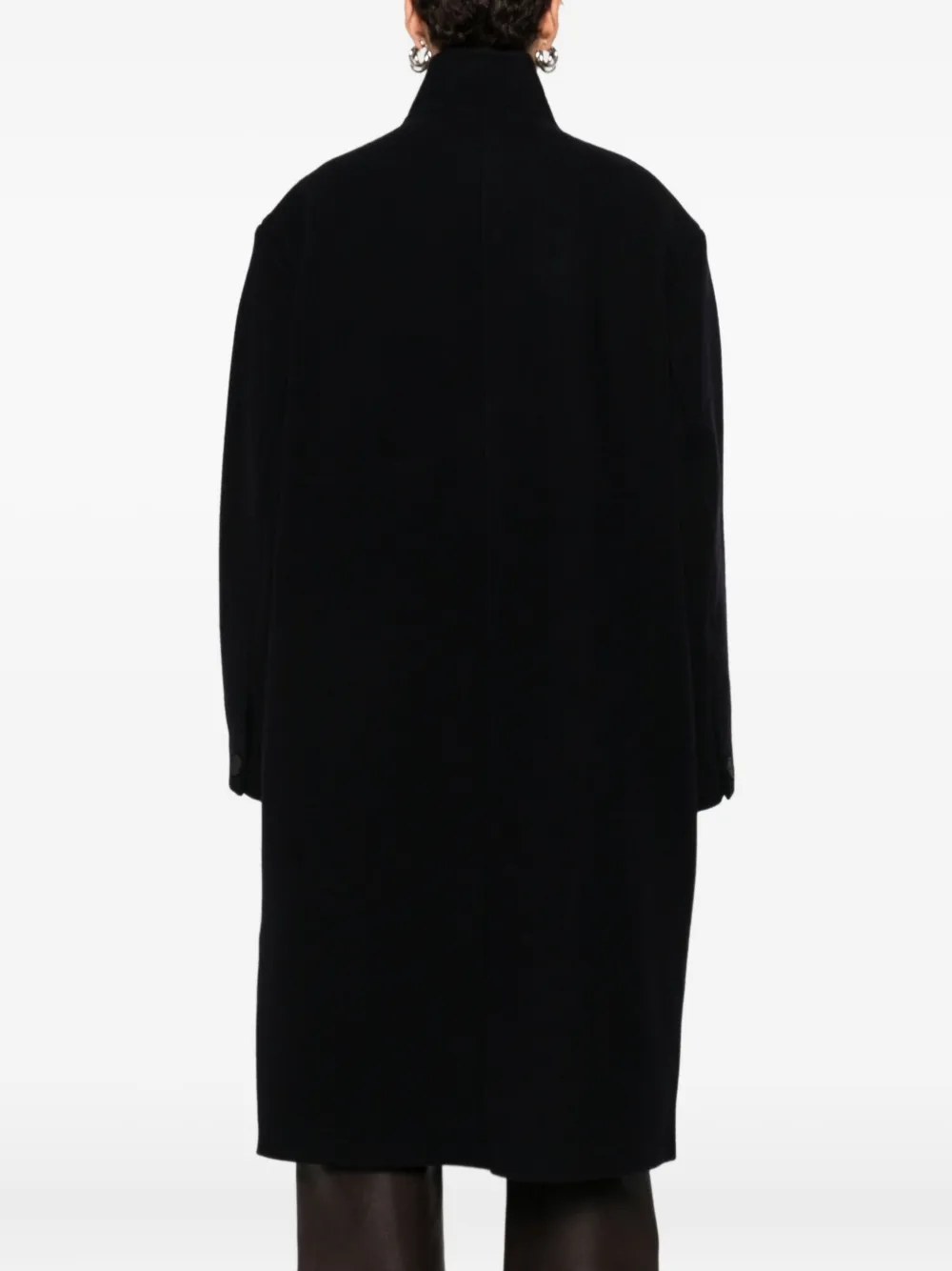 Studio Nicholson Wool Coat Featuring High Collar And Long Sleeves In Black