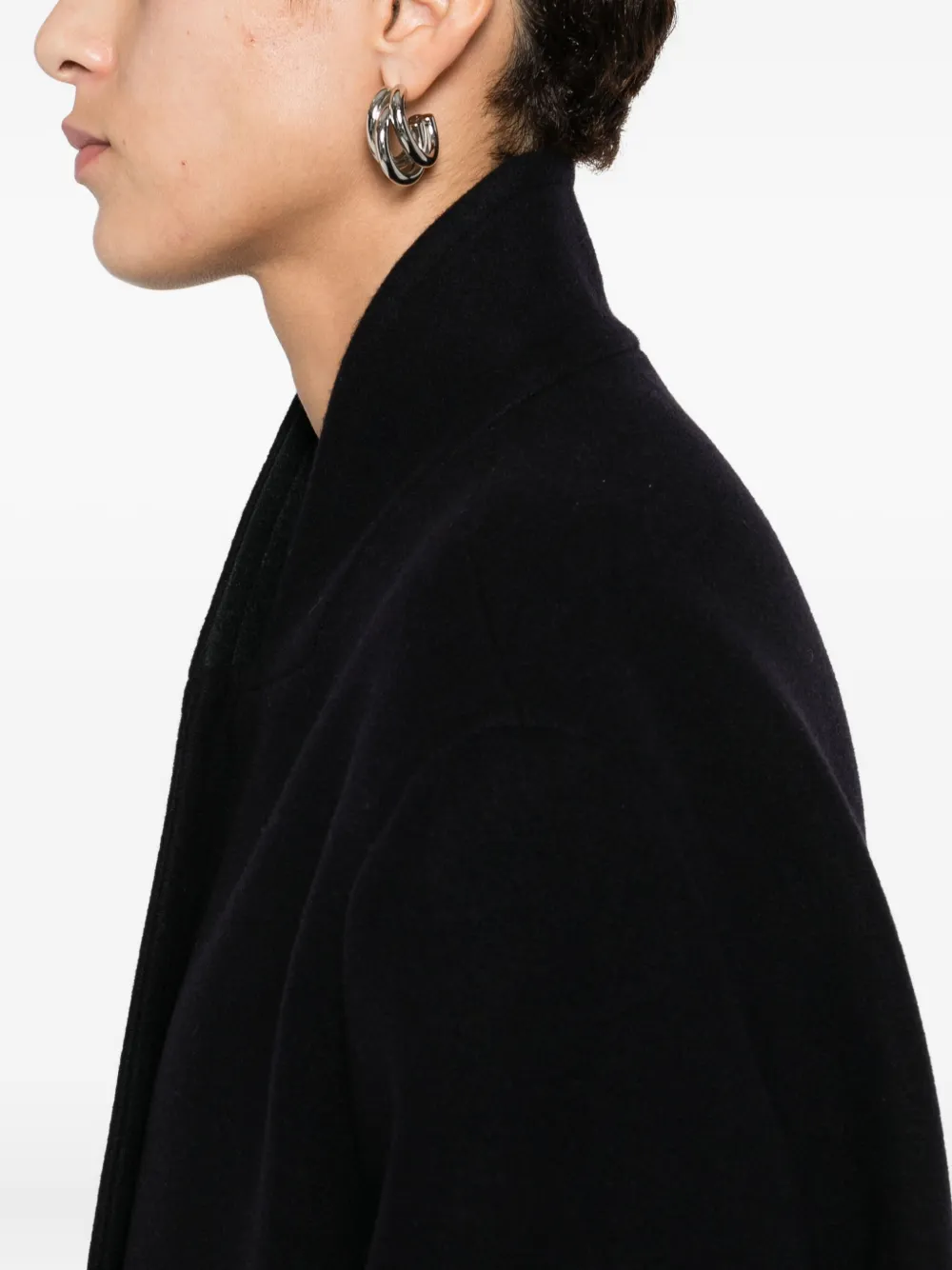 Studio Nicholson Wool Coat Featuring High Collar And Long Sleeves In Black