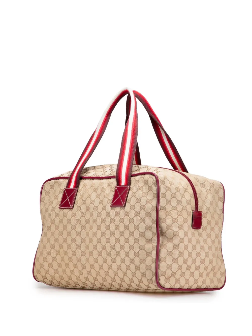 Pre-owned Gucci 2000-2015 Gg Canvas Web Travel Bag In Brown