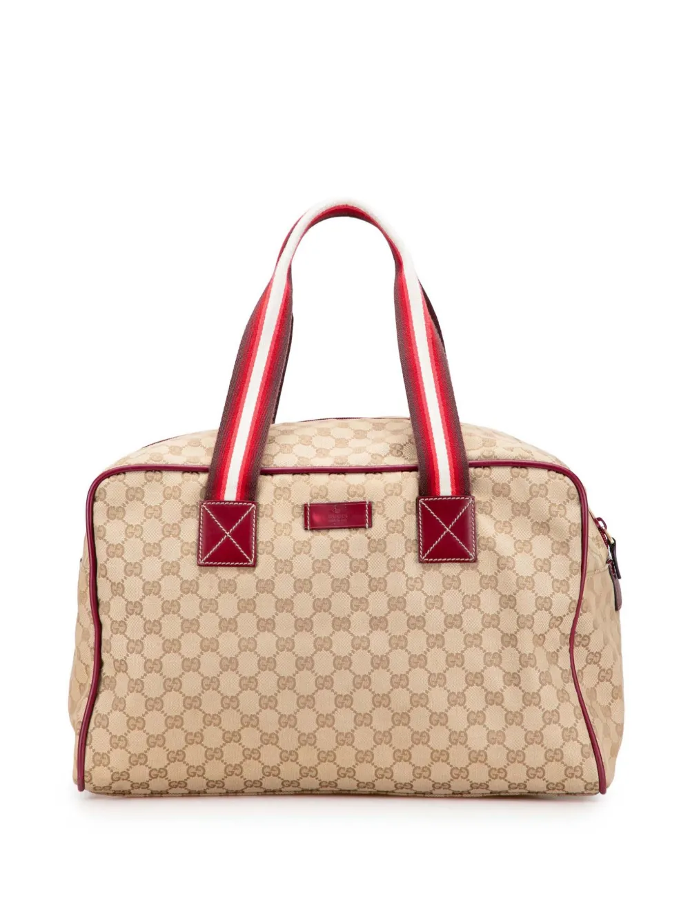 Gucci Pre-Owned bolsa de viaje Web en lona GG 2000-2015 | marrón | Image 1