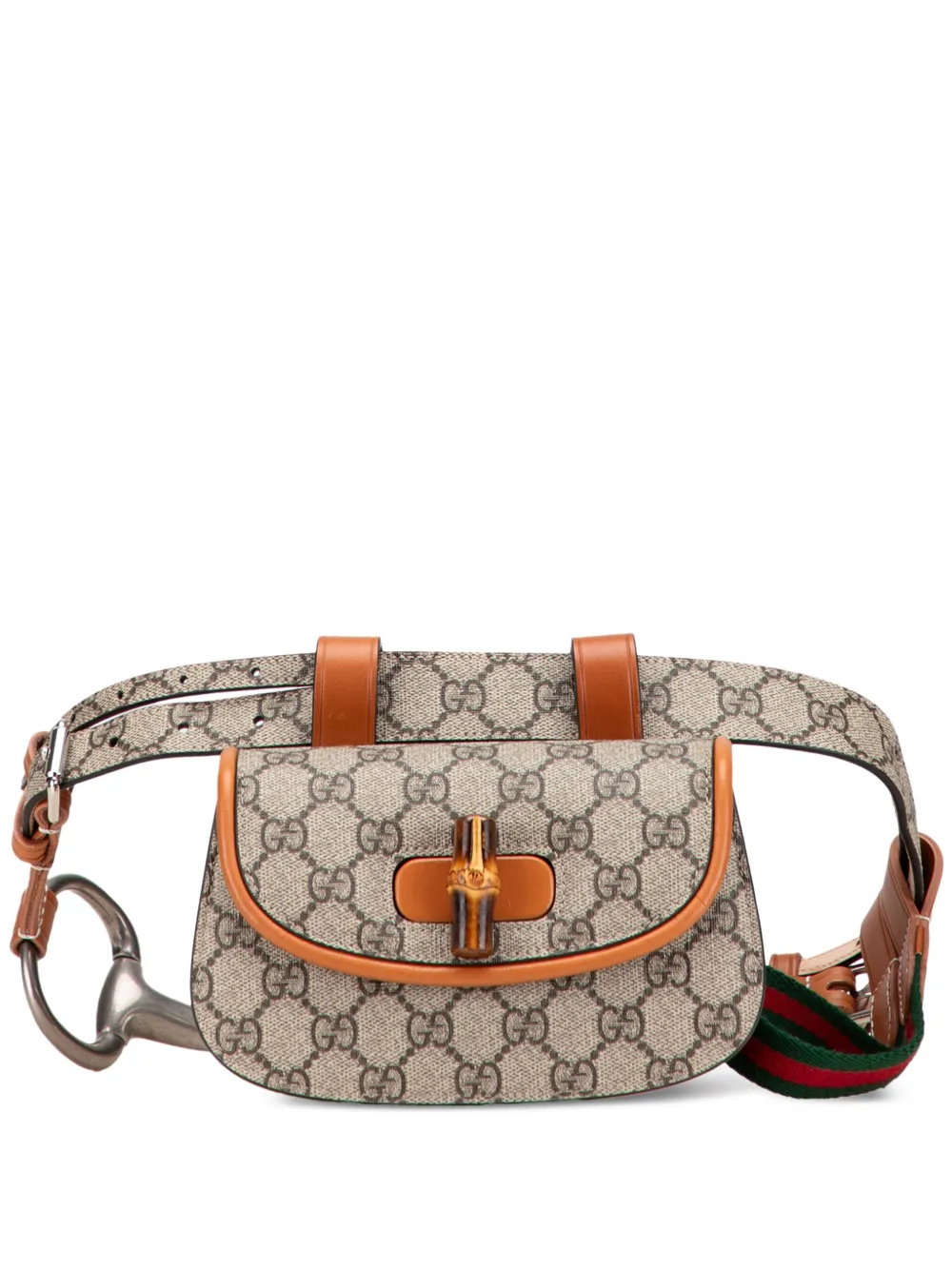 Gucci Pre-Owned 2016-2025 Mini GG Supreme Web Bamboo 1947 belt bag | Brown | Image 1