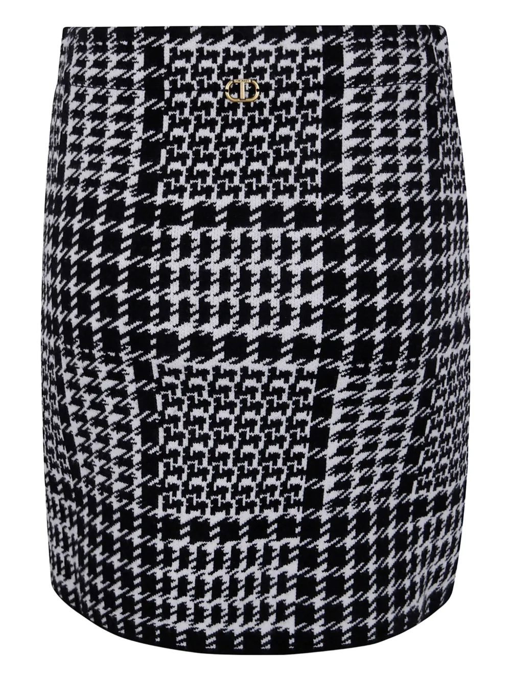 Twinset Houndstooth Mini Skirt In Black