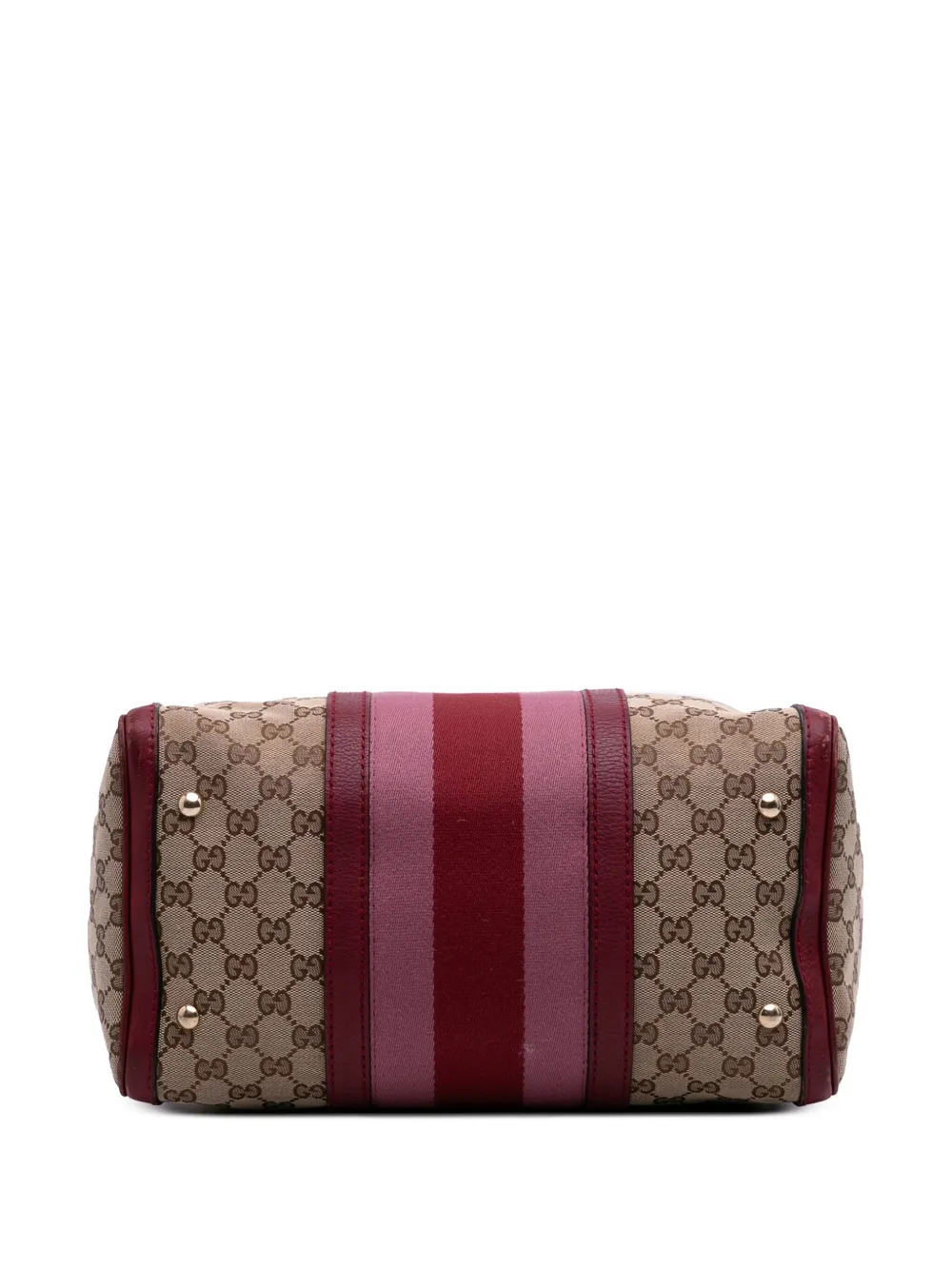 Pre-owned Gucci 2016-2025 Medium Gg Canvas Web Joy Boston Bag Satchel In Brown