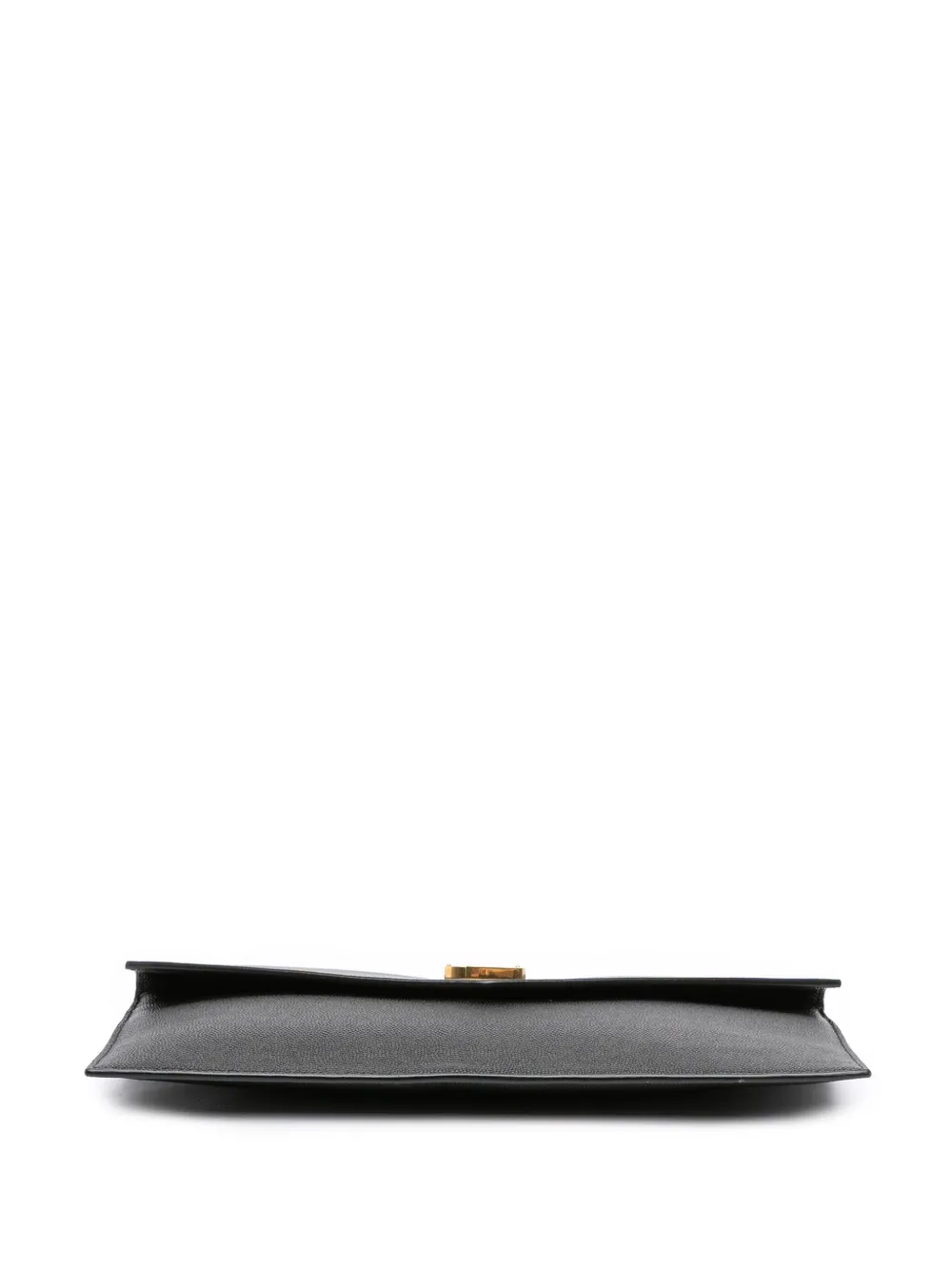 Pre-owned Saint Laurent 2021 Grain De Poudre Uptown Pouch Clutch Bag In Black