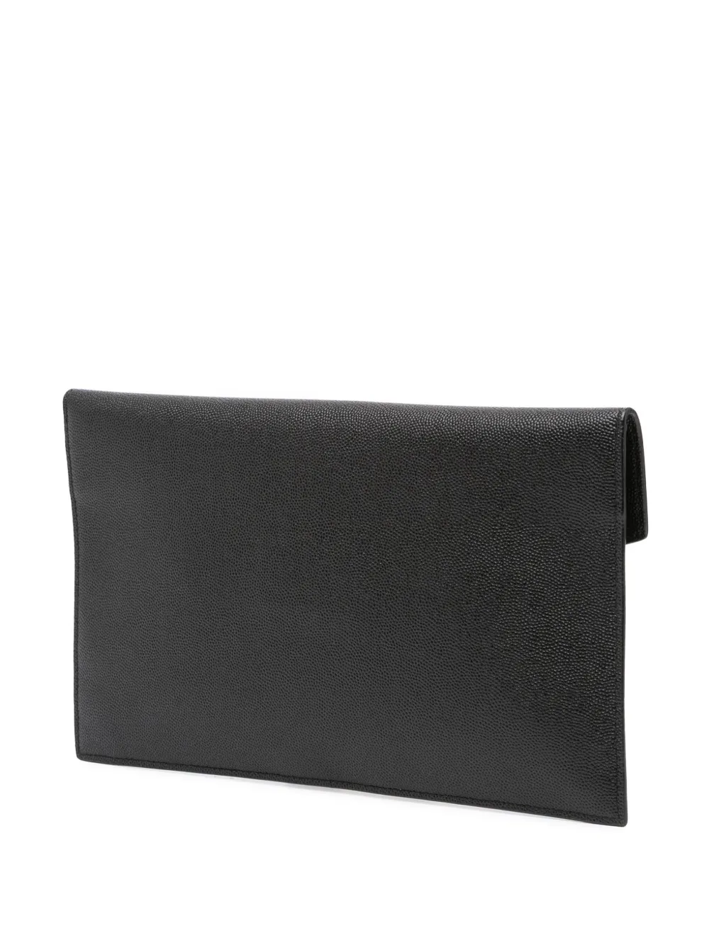Pre-owned Saint Laurent 2021 Grain De Poudre Uptown Pouch Clutch Bag In Black