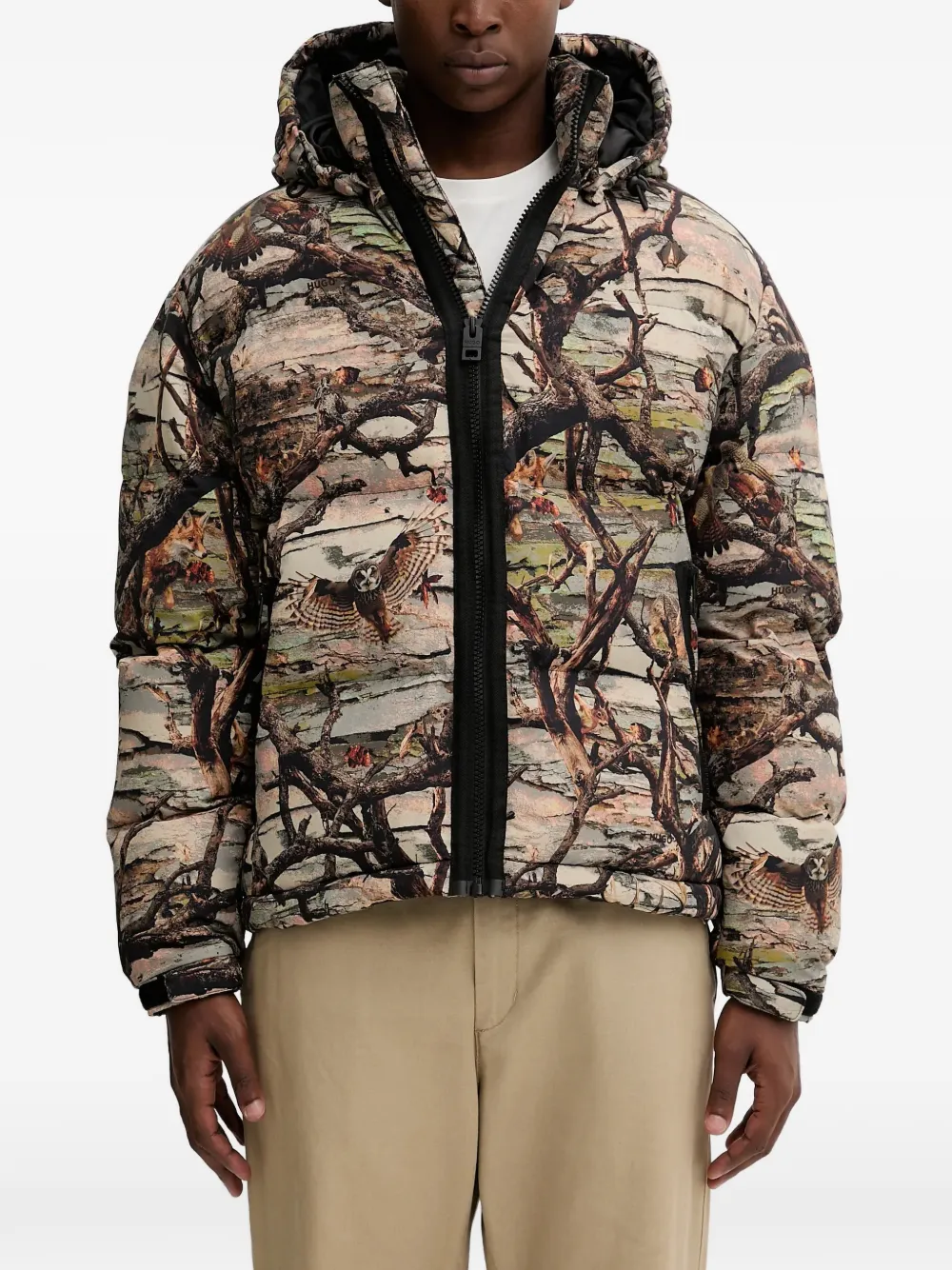 HUGO hooded printed jacket | Neutrals | Image 1