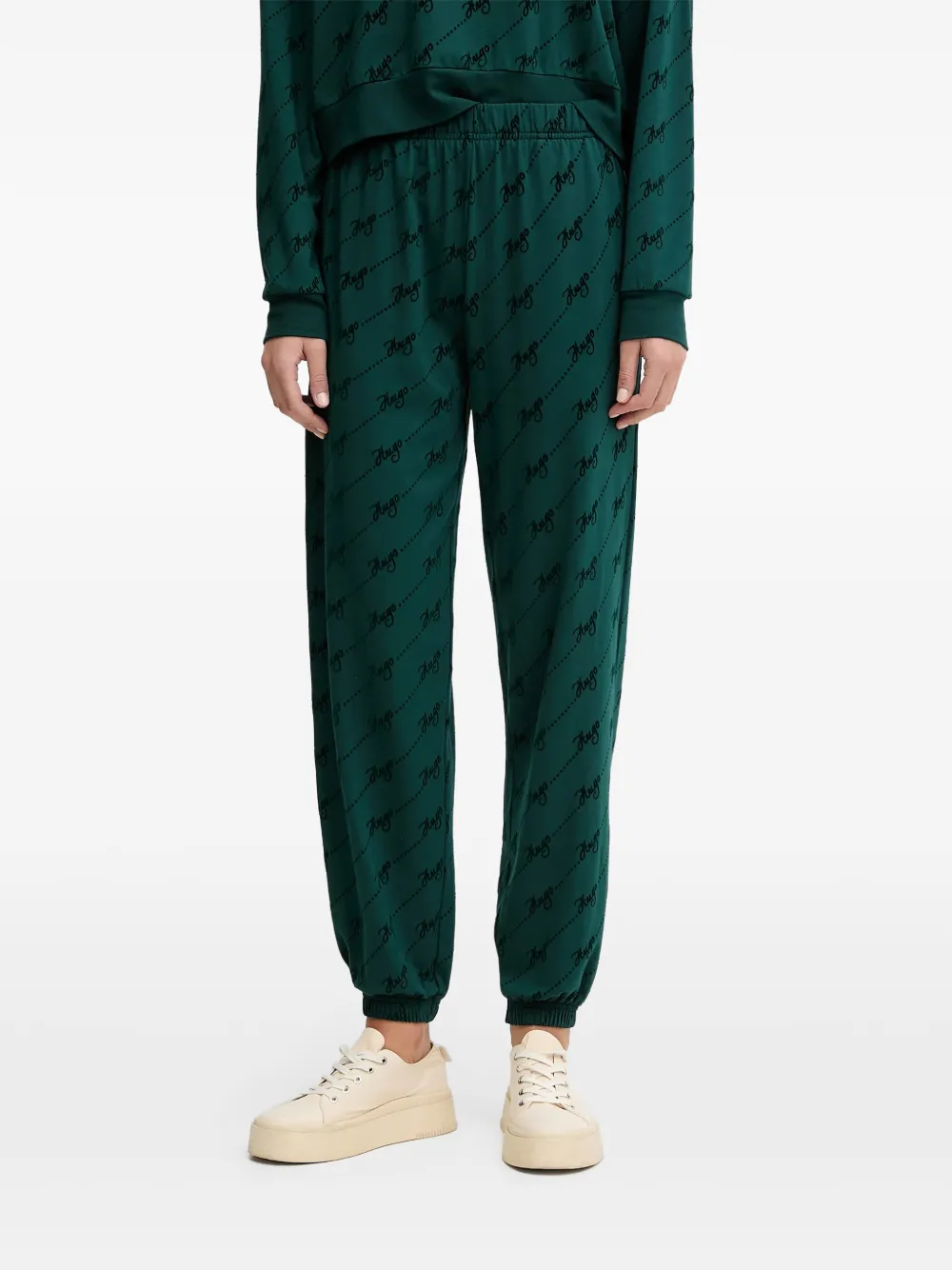 Hugo Boss Elasticated-waistband Track Pants In Green