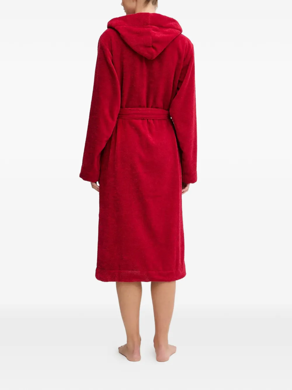 Hugo Boss Logo-patch Belted Robe In Red