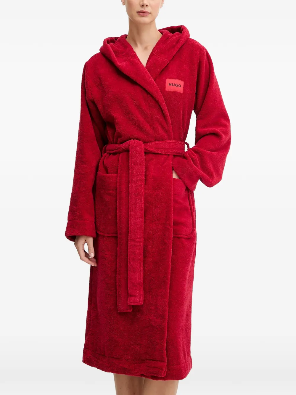 HUGO logo-patch belted robe | rojo | Image 1