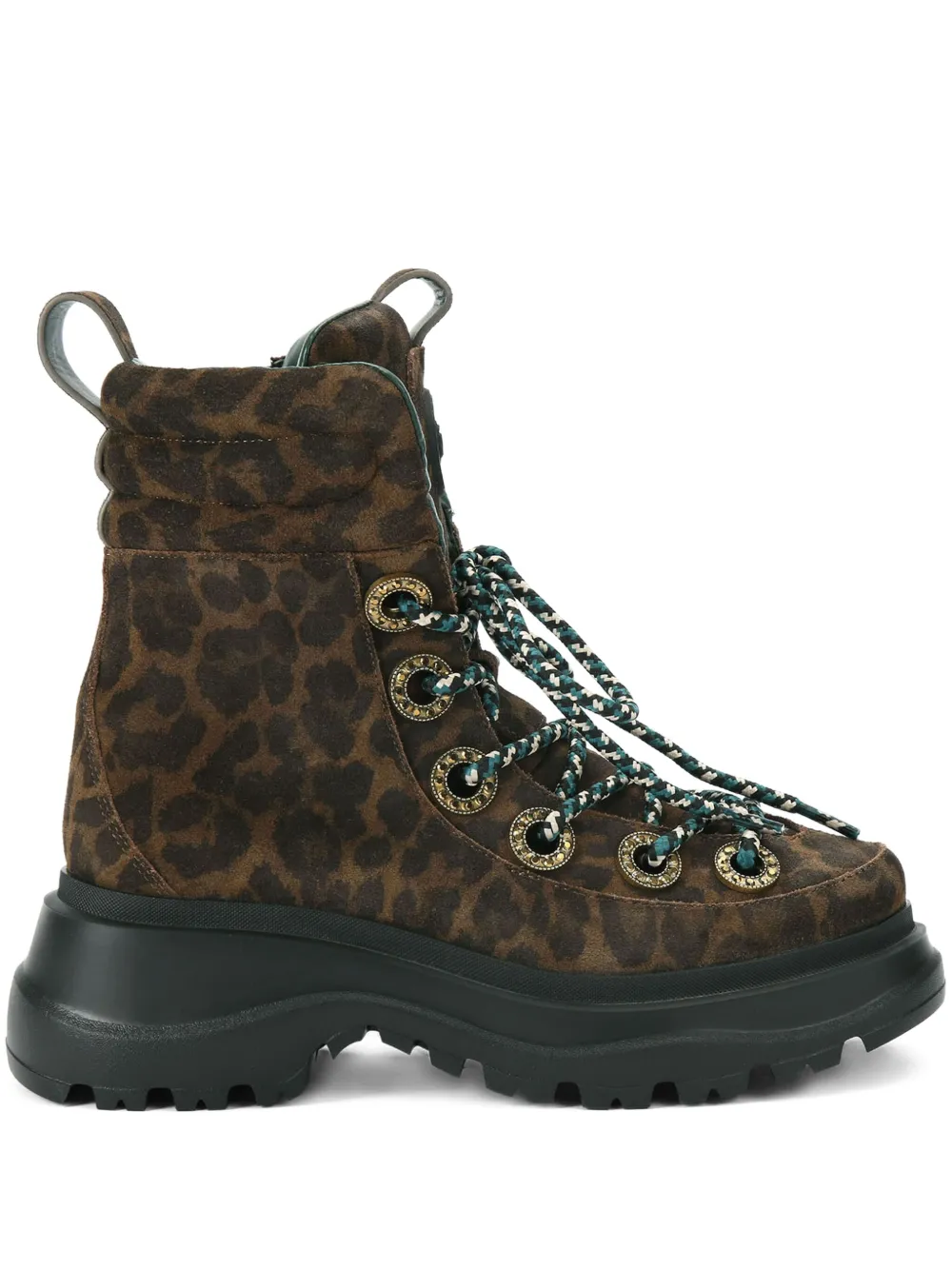 Kurt Geiger London Kensington laarzen verfraaid met kristallen en luipaardprint Bruin