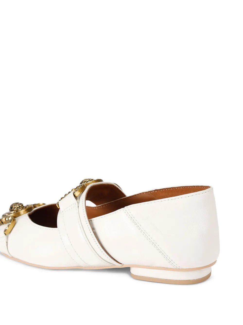 Kurt Geiger London Ballerina's met krokodillen-reliëf en puntige neus Beige