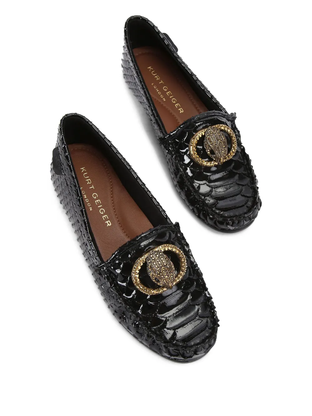 Kurt Geiger London Leren loafers met adelaarskop - Zwart