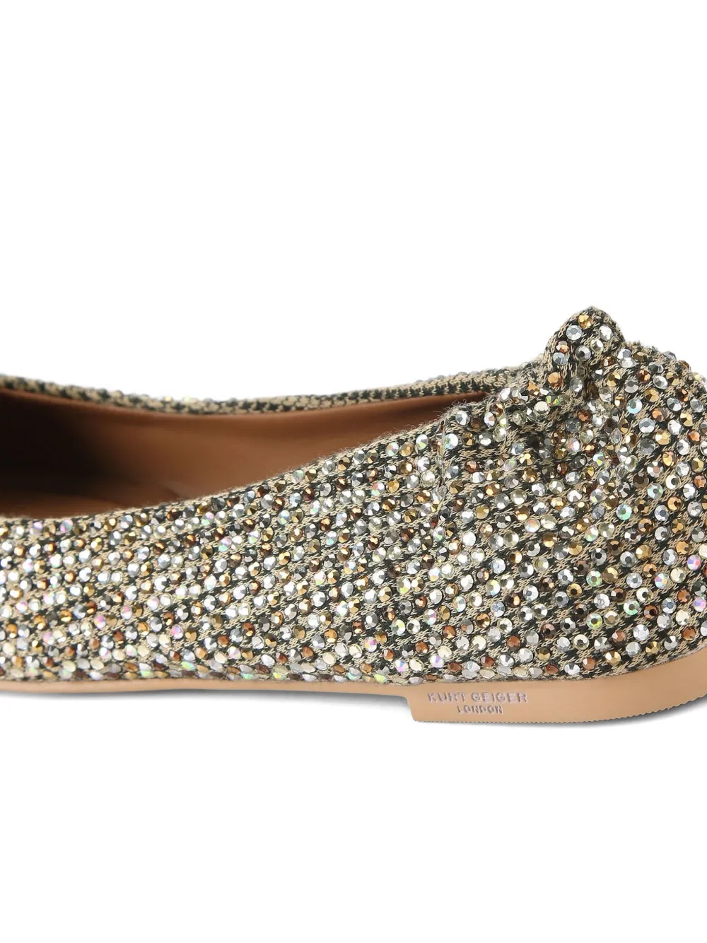 Kurt Geiger Chelsea Crystal Embellished Ballet Flats In Neutral