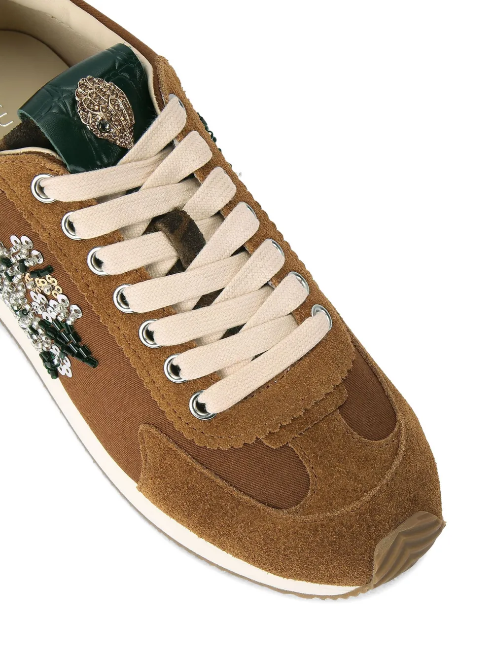 Kurt Geiger London Islington sneakers met pailletten en bloemen Bruin