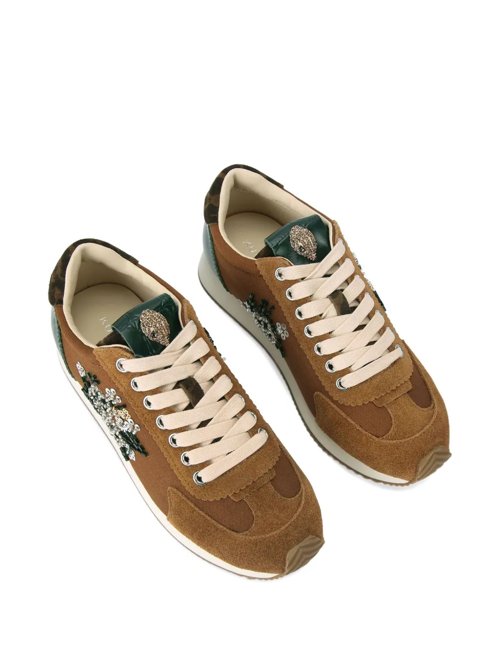 Kurt Geiger London Islington sneakers met pailletten en bloemen - Bruin