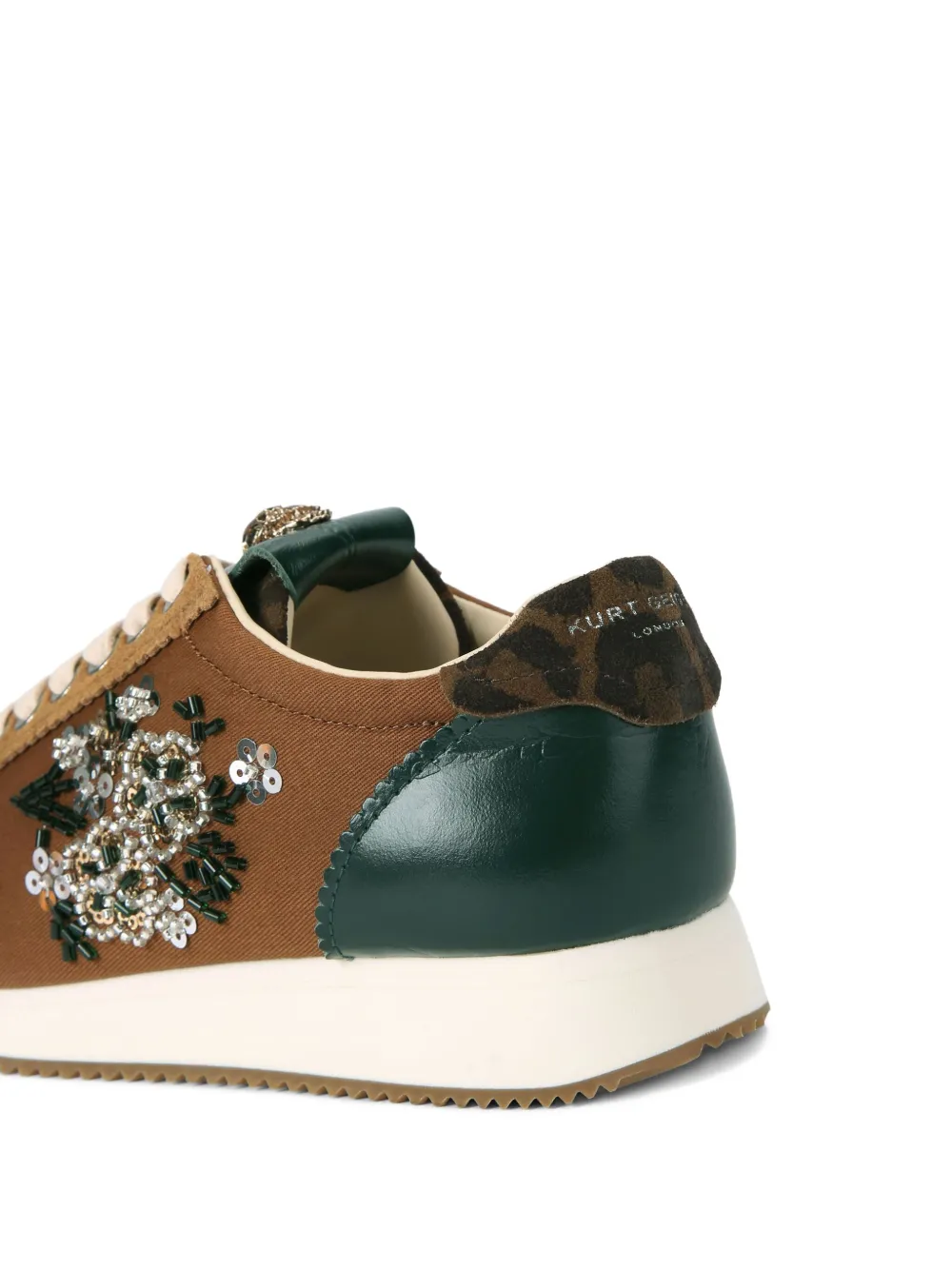 Kurt Geiger London Islington sneakers met pailletten en bloemen Bruin