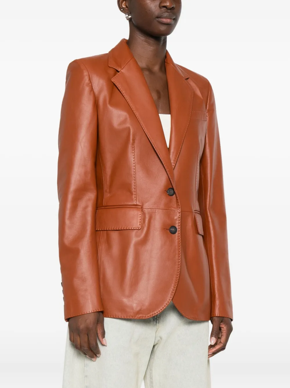 Tagliatore Buttoned Notched-lapel Blazer In Brown